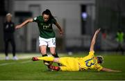 23 October 2020; Aine O'Gorman of Republic of Ireland in action against Natia Pantsulaya of Ukraine during the UEFA Women's EURO 2022 Qualifier match between Ukraine and Republic of Ireland at the Obolon Arena in Kyiv, Ukraine. Photo by Stephen McCarthy/Sportsfile