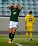 23 October 2020; Ruesha Littlejohn of Republic of Ireland reacts during the UEFA Women's EURO 2022 Qualifier match between Ukraine and Republic of Ireland at the Obolon Arena in Kyiv, Ukraine. Photo by Stephen McCarthy/Sportsfile