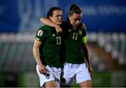 23 October 2020; Aine O'Gorman, left, and Katie McCabe of Republic of Ireland leave the pitch following the UEFA Women's EURO 2022 Qualifier match between Ukraine and Republic of Ireland at the Obolon Arena in Kyiv, Ukraine. Photo by Stephen McCarthy/Sportsfile
