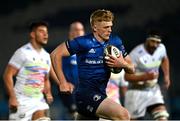 23 October 2020; Tommy O'Brien of Leinster on his way to scoring his side's fourth try during the Guinness PRO14 match between Leinster and Zebre at the RDS Arena in Dublin. Photo by Ramsey Cardy/Sportsfile