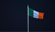 23 October 2020; An Irish tricolour flies in the wind prior to the Guinness PRO14 match between Leinster and Zebre at the RDS Arena in Dublin. Photo by Brendan Moran/Sportsfile