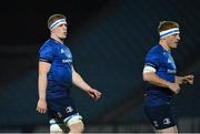 23 October 2020; Dan Leavy, left, and James Tracy of Leinster during the Guinness PRO14 match between Leinster and Zebre at the RDS Arena in Dublin. Photo by Ramsey Cardy/Sportsfile