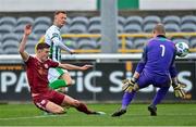 24 October 2020; Gary Shaw of Bray Wanderers has a shot on goal despite the efforts of Killian Brouder of Galway United during the SSE Airtricity League First Division match between Bray Wanderers and Galway United at Carlisle Grounds in Bray, Wicklow. Photo by Eóin Noonan/Sportsfile