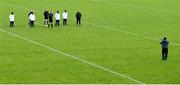 24 October 2020; Anglo-Celt photographer Adrian Donohoe takes a picture of referee Seán Hurson and his match officials ahead of the Allianz Football League Division 2 Round 7 match between Cavan and Roscommon at Kingspan Breffni Park in Cavan. Photo by Daire Brennan/Sportsfile