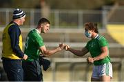 24 October 2020; Peter Nash, right, and Brian Fanning of Limerick celebrate following the Allianz Football League Division 4 Round 7 match between Sligo and Limerick at Markievicz Park in Sligo. Photo by Harry Murphy/Sportsfile