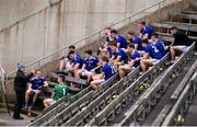 24 October 2020; Cavan manager Mickey Graham speaks to his players during half time of the Allianz Football League Division 2 Round 7 match between Cavan and Roscommon at Kingspan Breffni Park in Cavan. Photo by Daire Brennan/Sportsfile