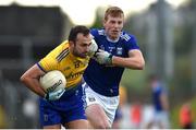 24 October 2020; Done Smith of Roscommon in action against Jason McLoughlin of Cavan during the Allianz Football League Division 2 Round 7 match between Cavan and Roscommon at Kingspan Breffni Park in Cavan. Photo by Daire Brennan/Sportsfile