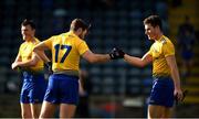 24 October 2020; Ultan Harney, left, and Fergal Lennon of Roscommon celebrate after the Allianz Football League Division 2 Round 7 match between Cavan and Roscommon at Kingspan Breffni Park in Cavan. Photo by Daire Brennan/Sportsfile