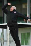 24 October 2020; Galway United manager John Caulfield celebrates after his side scored a last minute goal to win the game during the SSE Airtricity League First Division match between Bray Wanderers and Galway United at Carlisle Grounds in Bray, Wicklow. Photo by Eóin Noonan/Sportsfile