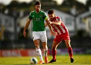 24 October 2020; Gearóid Morrissey of Cork City in action against Lewis Banks of Sligo Rovers during the SSE Airtricity League Premier Division match between Sligo Rovers and Cork City at The Showgrounds in Sligo. Photo by Harry Murphy/Sportsfile