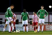 24 October 2020; Cork City players including Cian Coleman, right, react after conceding their second goal during the SSE Airtricity League Premier Division match between Sligo Rovers and Cork City at The Showgrounds in Sligo. Photo by Harry Murphy/Sportsfile