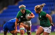 24 October 2020; Ciara Cooney of Ireland is tackled by Sofia Stefan of Italy during the Women's Six Nations Rugby Championship match between Ireland and Italy at Energia Park in Dublin. Due to current restrictions laid down by the Irish government to prevent the spread of coronavirus and to adhere to social distancing regulations, all sports events in Ireland are currently held behind closed doors. Photo by Ramsey Cardy/Sportsfile
