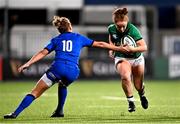 24 October 2020; Laura Sheehan of Ireland is tackled by Veronica Madia of Italy during the Women's Six Nations Rugby Championship match between Ireland and Italy at Energia Park in Dublin. Due to current restrictions laid down by the Irish government to prevent the spread of coronavirus and to adhere to social distancing regulations, all sports events in Ireland are currently held behind closed doors. Photo by Ramsey Cardy/Sportsfile