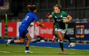 24 October 2020; Béibhinn Parsons of Ireland in action against Aura Muzzo of Italy during the Women's Six Nations Rugby Championship match between Ireland and Italy at Energia Park in Dublin. Due to current restrictions laid down by the Irish government to prevent the spread of coronavirus and to adhere to social distancing regulations, all sports events in Ireland are currently held behind closed doors. Photo by Brendan Moran/Sportsfile