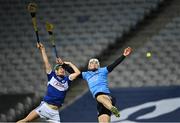 24 October 2020; Liam Rushe of Dublin in action against Sean Downey of Laois during the Leinster GAA Hurling Senior Championship Quarter-Final match between Laois and Dublin at Croke Park in Dublin. Photo by Piaras Ó Mídheach/Sportsfile