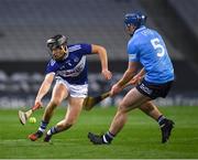 24 October 2020; Donnchadh Hartnett of Laois in action against Conor Burke of Dublin during the Leinster GAA Hurling Senior Championship Quarter-Final match between Laois and Dublin at Croke Park in Dublin. Photo by Ray McManus/Sportsfile