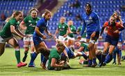 24 October 2020; Claire Molloy of Ireland scores her side's second try during the Women's Six Nations Rugby Championship match between Ireland and Italy at Energia Park in Dublin. Due to current restrictions laid down by the Irish government to prevent the spread of coronavirus and to adhere to social distancing regulations, all sports events in Ireland are currently held behind closed doors. Photo by Ramsey Cardy/Sportsfile