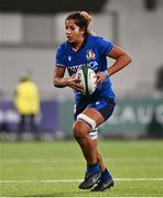 24 October 2020; Sara Tounesi of Italy during the Women's Six Nations Rugby Championship match between Ireland and Italy at Energia Park in Dublin. Due to current restrictions laid down by the Irish government to prevent the spread of coronavirus and to adhere to social distancing regulations, all sports events in Ireland are currently held behind closed doors. Photo by Ramsey Cardy/Sportsfile