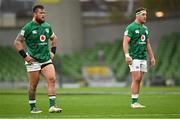 24 October 2020; Andrew Porter, left, and Rob Herring of Ireland during the Guinness Six Nations Rugby Championship match between Ireland and Italy at the Aviva Stadium in Dublin. Due to current restrictions laid down by the Irish government to prevent the spread of coronavirus and to adhere to social distancing regulations, all sports events in Ireland are currently held behind closed doors. Photo by Seb Daly/Sportsfile