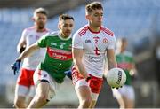 25 October 2020; Liam Rafferty of Tyrone in action against Kevin McLoughlin of Mayo during the Allianz Football League Division 1 Round 7 match between Mayo and Tyrone at Elverys MacHale Park in Castlebar, Mayo. Photo by Piaras Ó Mídheach/Sportsfile