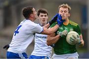 25 October 2020; Ronan Jones of Meath in action against Ryan Wylie of Monaghan during the Allianz Football League Division 1 Round 7 match between Monaghan and Meath at St Tiernach's Park in Clones, Monaghan. Photo by Harry Murphy/Sportsfile