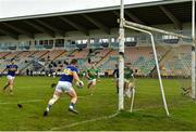 25 October 2020; Kevin O'Halloran of Tipperary shoots to score his side's first goal during the Allianz Football League Division 3 Round 7 match between Leitrim and Tipperary at Avantcard Páirc Sean Mac Diarmada in Carrick-on-Shannon, Leitrim. Photo by Seb Daly/Sportsfile