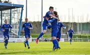 25 October 2020; John Martin of Waterford, centre, celebrates with team-mates including Will Fitzgerald after scoring his side's first goal during the SSE Airtricity League Premier Division match between Waterford and Dundalk at RSC in Waterford. Photo by Sam Barnes/Sportsfile