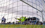 25 October 2020; Aaron McCarey of Dundalk fails to save the header of John Martin of Waterford during the SSE Airtricity League Premier Division match between Waterford and Dundalk at RSC in Waterford. Photo by Sam Barnes/Sportsfile