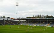 25 October 2020; Players from both teams stand in their positions for the playing of Amhrán na bhFiann ahead of the Munster GAA Hurling Senior Championship Quarter-Final match between Limerick and Clare at Semple Stadium in Thurles, Tipperary. This game also doubles up as the Allianz Hurling League Division 1 Final as the GAA season was shortened due to the coronavirus pandemic and both teams had qualified for the final. Photo by Eóin Noonan/Sportsfile