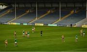 25 October 2020; Players from both teams stand in their positions for the playing of Amhrán na bhFiann ahead of the Munster GAA Hurling Senior Championship Quarter-Final match between Limerick and Clare at Semple Stadium in Thurles, Tipperary. This game also doubles up as the Allianz Hurling League Division 1 Final as the GAA season was shortened due to the coronavirus pandemic and both teams had qualified for the final. Photo by Eóin Noonan/Sportsfile