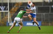25 October 2020; Ryan Wylie of Monaghan in action against Jack O'Connor of Meath during the Allianz Football League Division 1 Round 7 match between Monaghan and Meath at St Tiernach's Park in Clones, Monaghan. Photo by Harry Murphy/Sportsfile