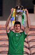 25 October 2020; Declan Hannon of Limerick lifts the trophy after the Munster GAA Hurling Senior Championship Quarter-Final match between Limerick and Clare at Semple Stadium in Thurles, Tipperary. This game also doubles up as the Allianz Hurling League Division 1 Final as the GAA season was shortened due to the coronavirus pandemic and both teams had qualified for the final. Photo by Ray McManus/Sportsfile