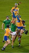 25 October 2020; Shane O'Donnell of Clare in action against Barry Nash of Limerick during the Munster GAA Hurling Senior Championship Quarter-Final match between Limerick and Clare at Semple Stadium in Thurles, Tipperary. This game also doubles up as the Allianz Hurling League Division 1 Final as the GAA season was shortened due to the coronavirus pandemic and both teams had qualified for the final. Photo by Eóin Noonan/Sportsfile