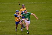 25 October 2020; William O’Donoghue of Limerick is tackled by Shane O'Donnell of Clare during the Munster GAA Hurling Senior Championship Quarter-Final match between Limerick and Clare at Semple Stadium in Thurles, Tipperary. This game also doubles up as the Allianz Hurling League Division 1 Final as the GAA season was shortened due to the coronavirus pandemic and both teams had qualified for the final. Photo by Eóin Noonan/Sportsfile