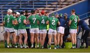 25 October 2020; The Limerick team during their water break during the Munster GAA Hurling Senior Championship Quarter-Final match between Limerick and Clare at Semple Stadium in Thurles, Tipperary. This game also doubles up as the Allianz Hurling League Division 1 Final as the GAA season was shortened due to the coronavirus pandemic and both teams had qualified for the final. Photo by Daire Brennan/Sportsfile