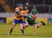 25 October 2020; Shane O'Donnell of Clare in action against Barry Nash of Limerick during the Munster GAA Hurling Senior Championship Quarter-Final match between Limerick and Clare at Semple Stadium in Thurles, Tipperary. This game also doubles up as the Allianz Hurling League Division 1 Final as the GAA season was shortened due to the coronavirus pandemic and both teams had qualified for the final. Photo by Daire Brennan/Sportsfile