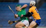 25 October 2020; Seán Finn of Limerick in action against Ryan Taylor of Clare during the Munster GAA Hurling Senior Championship Quarter-Final match between Limerick and Clare at Semple Stadium in Thurles, Tipperary. This game also doubles up as the Allianz Hurling League Division 1 Final as the GAA season was shortened due to the coronavirus pandemic and both teams had qualified for the final. Photo by Daire Brennan/Sportsfile