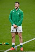 24 October 2020; Robbie Henshaw of Ireland during the national anthem prior to the Guinness Six Nations Rugby Championship match between Ireland and Italy at the Aviva Stadium in Dublin. Due to current restrictions laid down by the Irish government to prevent the spread of coronavirus and to adhere to social distancing regulations, all sports events in Ireland are currently held behind closed doors. Photo by Seb Daly/Sportsfile