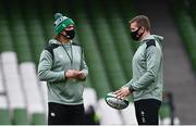 24 October 2020; Quinn Roux, left, and Chris Farrell of Ireland ahead of the Guinness Six Nations Rugby Championship match between Ireland and Italy at the Aviva Stadium in Dublin. Due to current restrictions laid down by the Irish government to prevent the spread of coronavirus and to adhere to social distancing regulations, all sports events in Ireland are currently held behind closed doors. Photo by Ramsey Cardy/Sportsfile