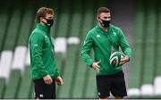 24 October 2020; Josh van der Flier, left, and Shane Daly of Ireland ahead of the Guinness Six Nations Rugby Championship match between Ireland and Italy at the Aviva Stadium in Dublin. Due to current restrictions laid down by the Irish government to prevent the spread of coronavirus and to adhere to social distancing regulations, all sports events in Ireland are currently held behind closed doors. Photo by Ramsey Cardy/Sportsfile