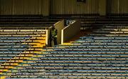 25 October 2020; A 'Maor' watches the game from an empty stand during the Munster GAA Hurling Senior Championship Quarter-Final match between Limerick and Clare at Semple Stadium in Thurles, Tipperary. This game also doubles up as the Allianz Hurling League Division 1 Final as the GAA season was shortened due to the coronavirus pandemic and both teams had qualified for the final. Photo by Ray McManus/Sportsfile