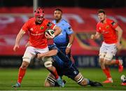 26 October 2020; John Hodnett of Munster is tackled by Olly Robinson of Cardiff Blues during the Guinness PRO14 match between Munster and Cardiff Blues at Thomond Park in Limerick. Photo by Ramsey Cardy/Sportsfile