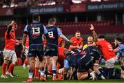 26 October 2020; Munster players celebrate their side's second try scored by Gavin Coombes during the Guinness PRO14 match between Munster and Cardiff Blues at Thomond Park in Limerick. Photo by Ramsey Cardy/Sportsfile