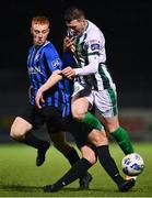 27 October 2020; Ryan Graydon of Bray Wanderers is tackled by Scott Delaney of Athlone Town during the SSE Airtricity League First Division match between Athlone Town and Bray Wanderers at Athlone Town Stadium in Athlone, Westmeath. Photo by Eóin Noonan/Sportsfile