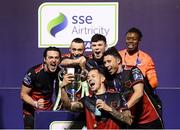 27 October 2020; Drogheda United's Jack Tuite and team-mates celebrates after winning the SSE Airtricity First Division following their match against Cabinteely at Stradbrook in Blackrock, Dublin. Photo by Stephen McCarthy/Sportsfile