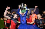 27 October 2020; Drogheda United kitman Brendan Penrose and players celebrate after winning the SSE Airtricity First Division following their match against Cabinteely at Stradbrook in Blackrock, Dublin. Photo by Stephen McCarthy/Sportsfile