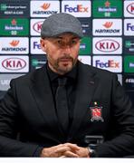 28 October 2020; Dundalk interim head coach Filippo Giovagnoli during a Dundalk press conference at the Emirates Stadium in London, England. Photo by Ben McShane/Sportsfile