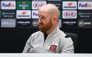 28 October 2020; Dundalk opposition analyst Shane Keegan during a Dundalk press conference at the Emirates Stadium in London, England. Photo by Ben McShane/Sportsfile