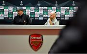 28 October 2020; Dundalk interim head coach Filippo Giovagnoli, left, and opposition analyst Shane Keegan during a Dundalk press conference at the Emirates Stadium in London, England. Photo by Ben McShane/Sportsfile