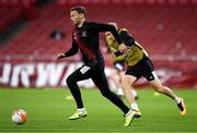 28 October 2020; Andy Boyle, left, and David McMillan during a Dundalk Training Session at the Emirates Stadium in London, England. Photo by Ben McShane/Sportsfile